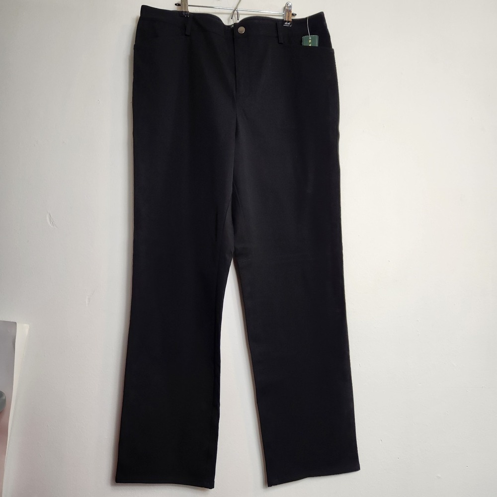 NWT Lauren Ralph Lauren Black Straight Leg Pants Womens 14W Stretch Cotton New